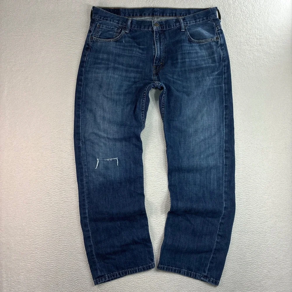 Levis‎ 569 Loose Straight Jeans Men 36x32 Blue Faded Skater Baggy Whiskered